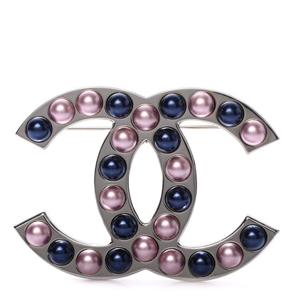 Chanel Pearl CC Brooch Silver Multicolor 1 of 5