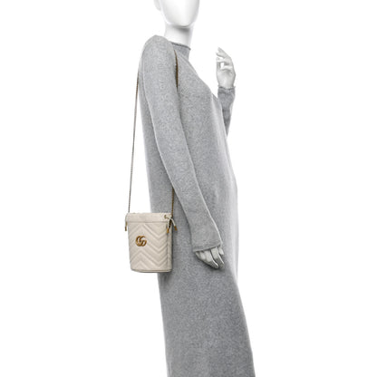 Gucci Calfskin Matelasse Mini GG Marmont 2.0 Bucket Bag White 3 of 21