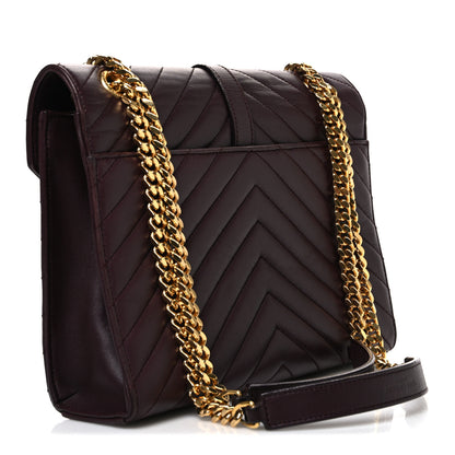 Saint Laurent Lambskin Matelasse Chevron Medium Monogram Satchel Amaranto 3 of 11