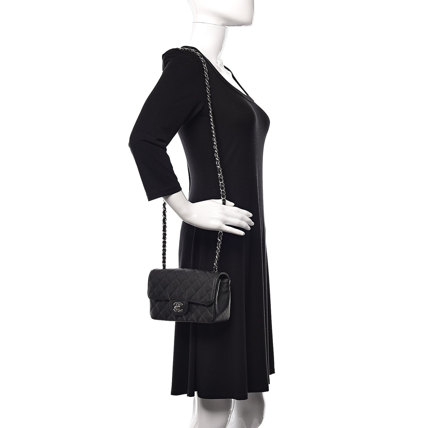 Caviar Quilted Mini Rectangular Flap Black