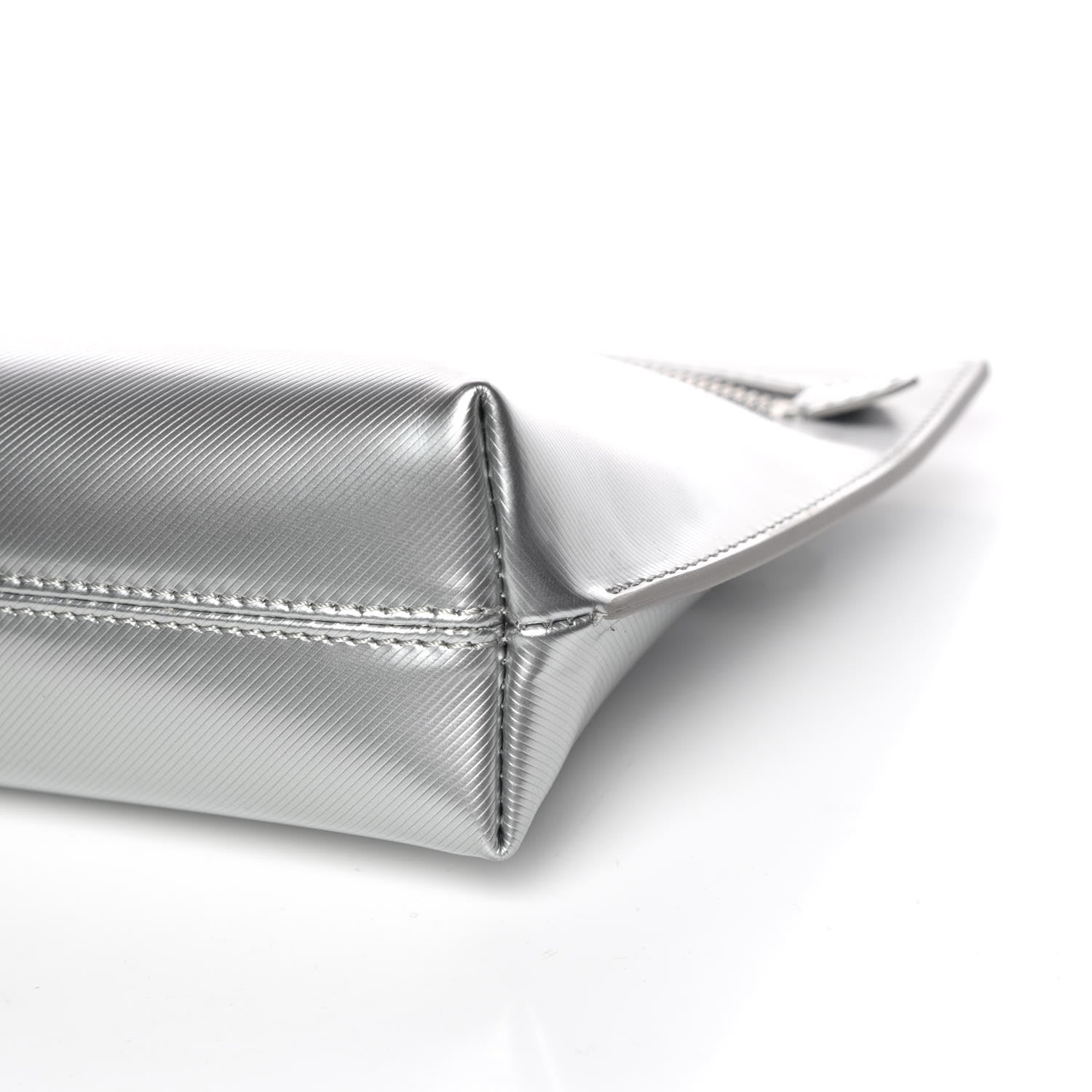 Burberry Metallic Trench Calfskin Medium Zip Lock Pouch Silver 6 of 10