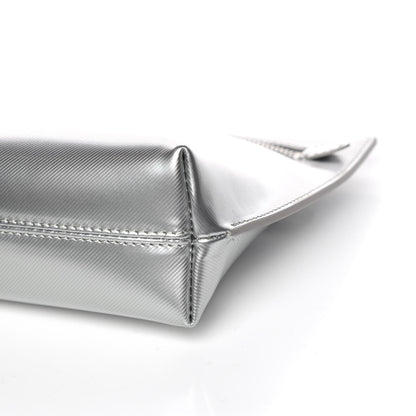 Burberry Metallic Trench Calfskin Medium Zip Lock Pouch Silver 6 of 10