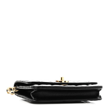 Chanel Shiny Lambskin Quilted Golden Links Wallet On Chain WOC Black 10 of 13