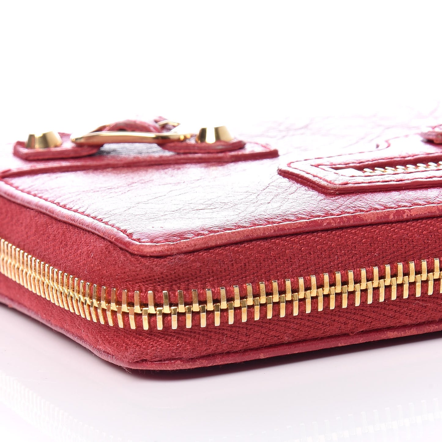 Agneau Classic Gold Hardware Continental Zip Around Wallet Rouge Sapphire