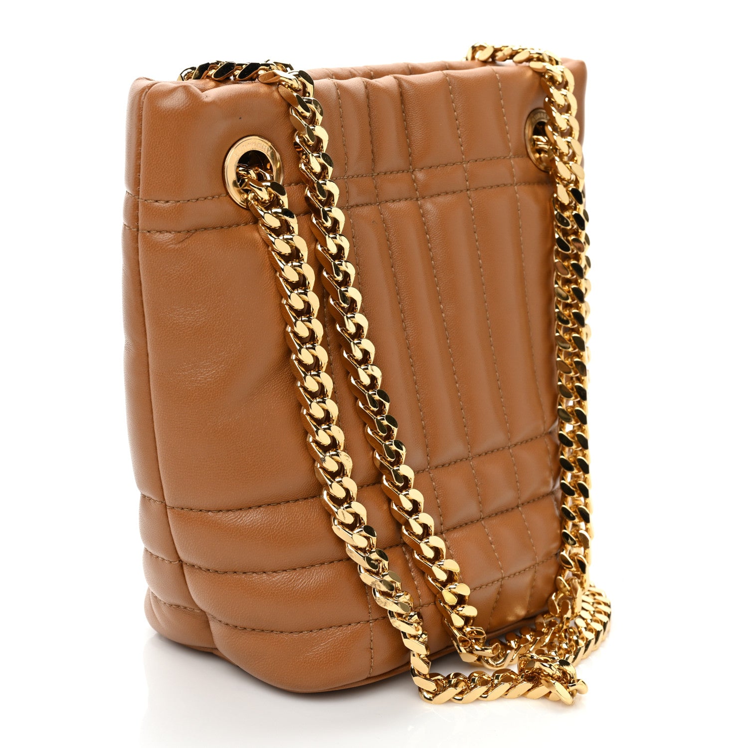 Burberry Lambskin Quilted Mini Lola Bucket Bag Maple Brown 3 of 8