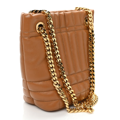 Burberry Lambskin Quilted Mini Lola Bucket Bag Maple Brown 3 of 8