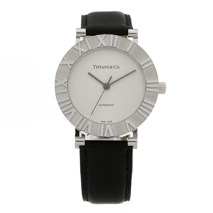 Tiffany Sterling Silver Calfskin 39mm Atlas Automatic Watch 1 of 5