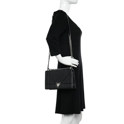 Christian Dior Grained Calfskin Medium Diorama Flap Bag Black 2 of 11