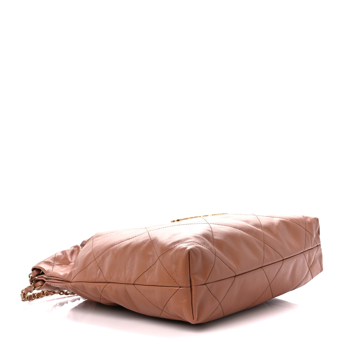 Shiny Calfskin Quilted Small Chanel 22 Camel