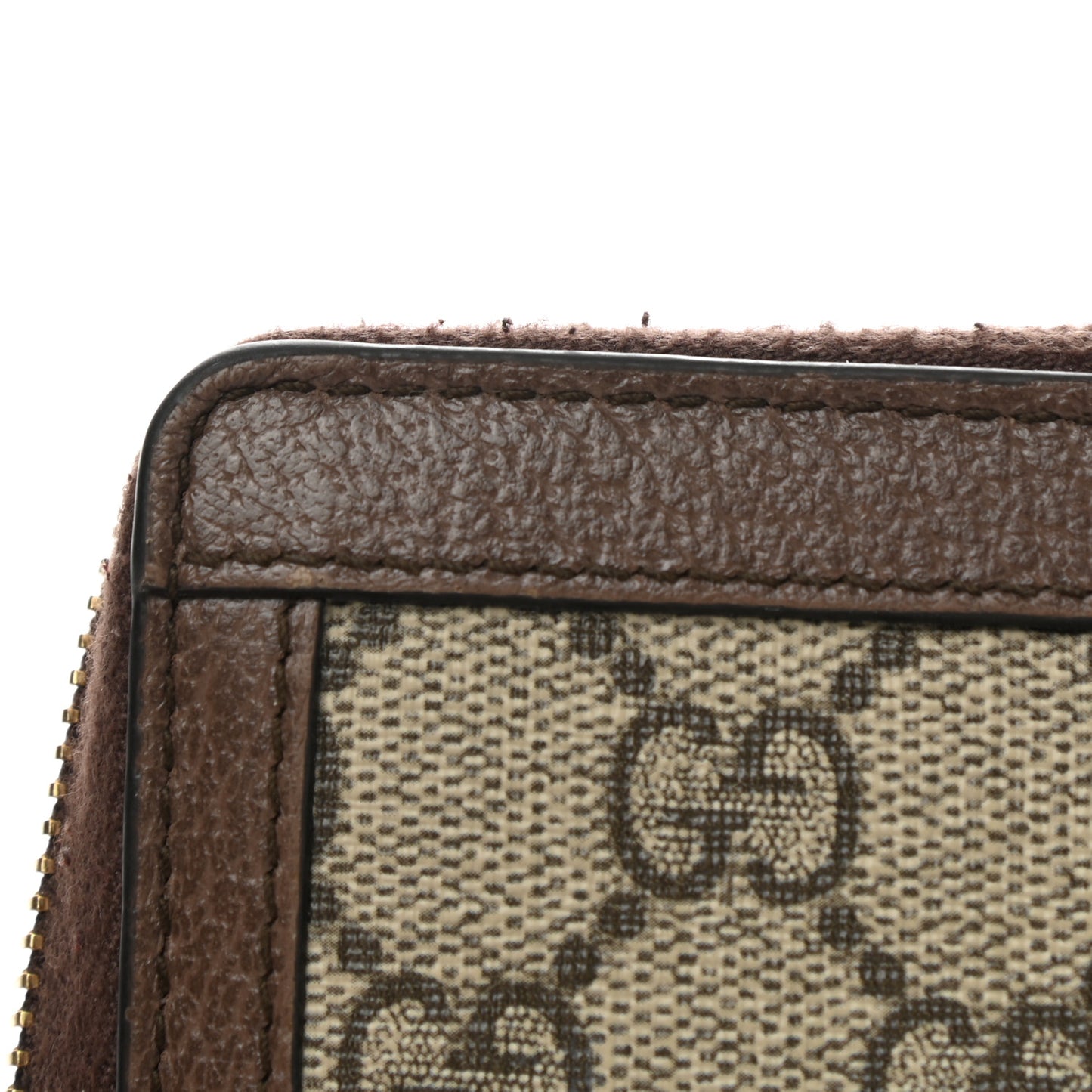 GG Supreme Monogram Web Ophidia Zip Around Wallet Brown