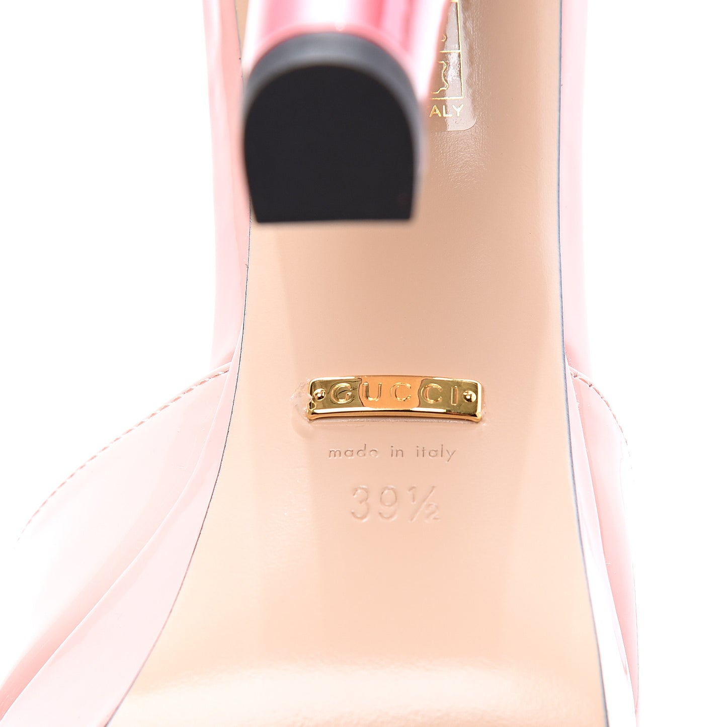Patent Crystal GG Bow Sadie Spike Ankle Strap d'Orsay Platform High Heel Pumps 39.5 Perfect Pink