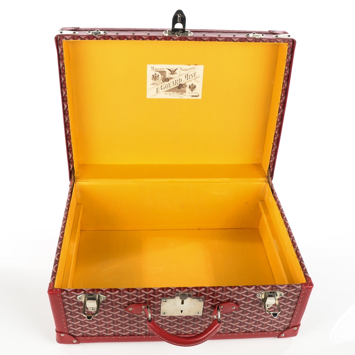 Goyard Goyardine Valise Palace 55 Travel Trunk Red 9 of 12