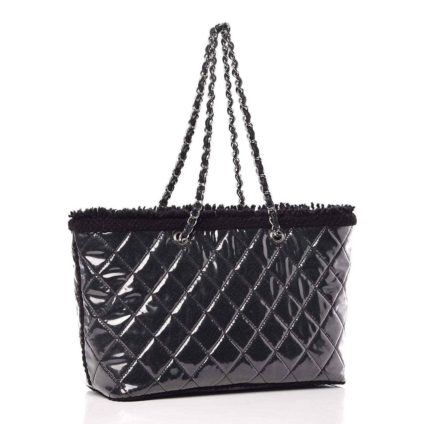 Vinyl Quilted Funny Tweed Tote Black