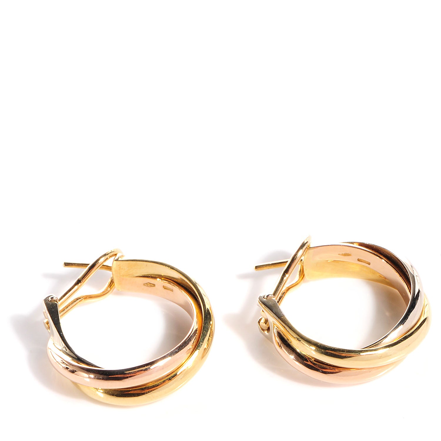 Cartier 18k Pink Yellow White Gold Trinity De Earrings 1 of 6
