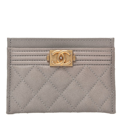 Chanel Caviar Quilted Boy Card Holder Grey 1 of 9