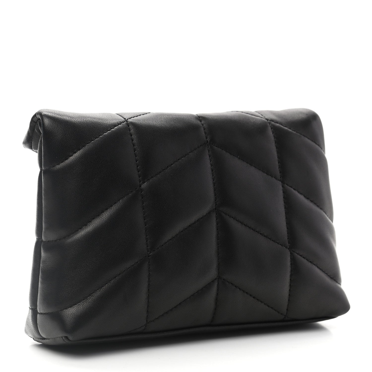 Saint Laurent Lambskin Monogram Loulou Puffer Pouch Clutch Black 3 of 7