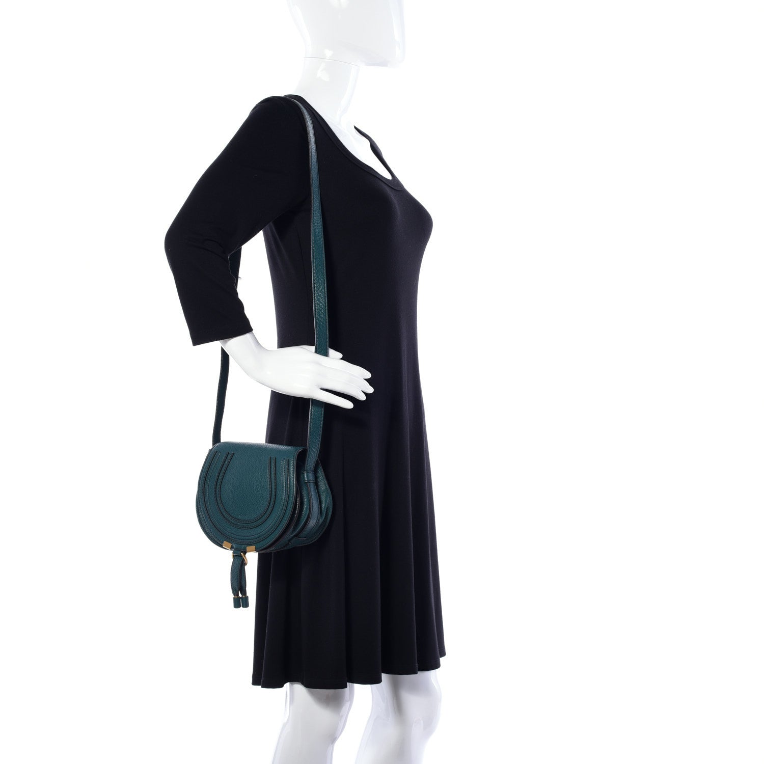 Chloe Calfskin Mini Marcie Round Crossbody Bag Teal 2 of 9