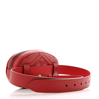Gucci Calfskin Matelasse GG Marmont Belt Bag 95 38 Hibiscus Red 2 of 10