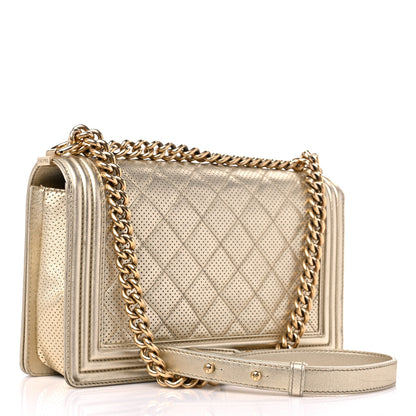 Chanel Lambskin Perforated Quilted New Medium Boy Flap Gold 2 of 11