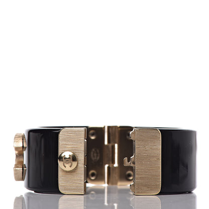 Chanel Resin Quilted CC Cuff Black Gold 6 of 8