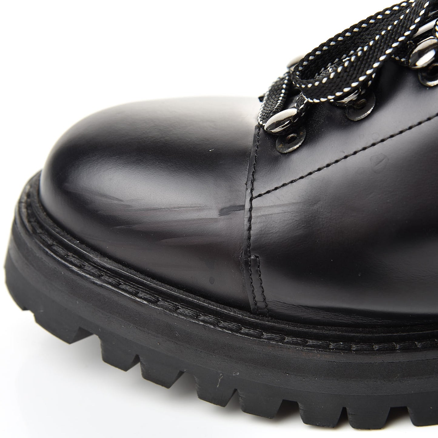 Smooth Calfskin Rockstud Buckled 25mm Combat Boots 40 Black