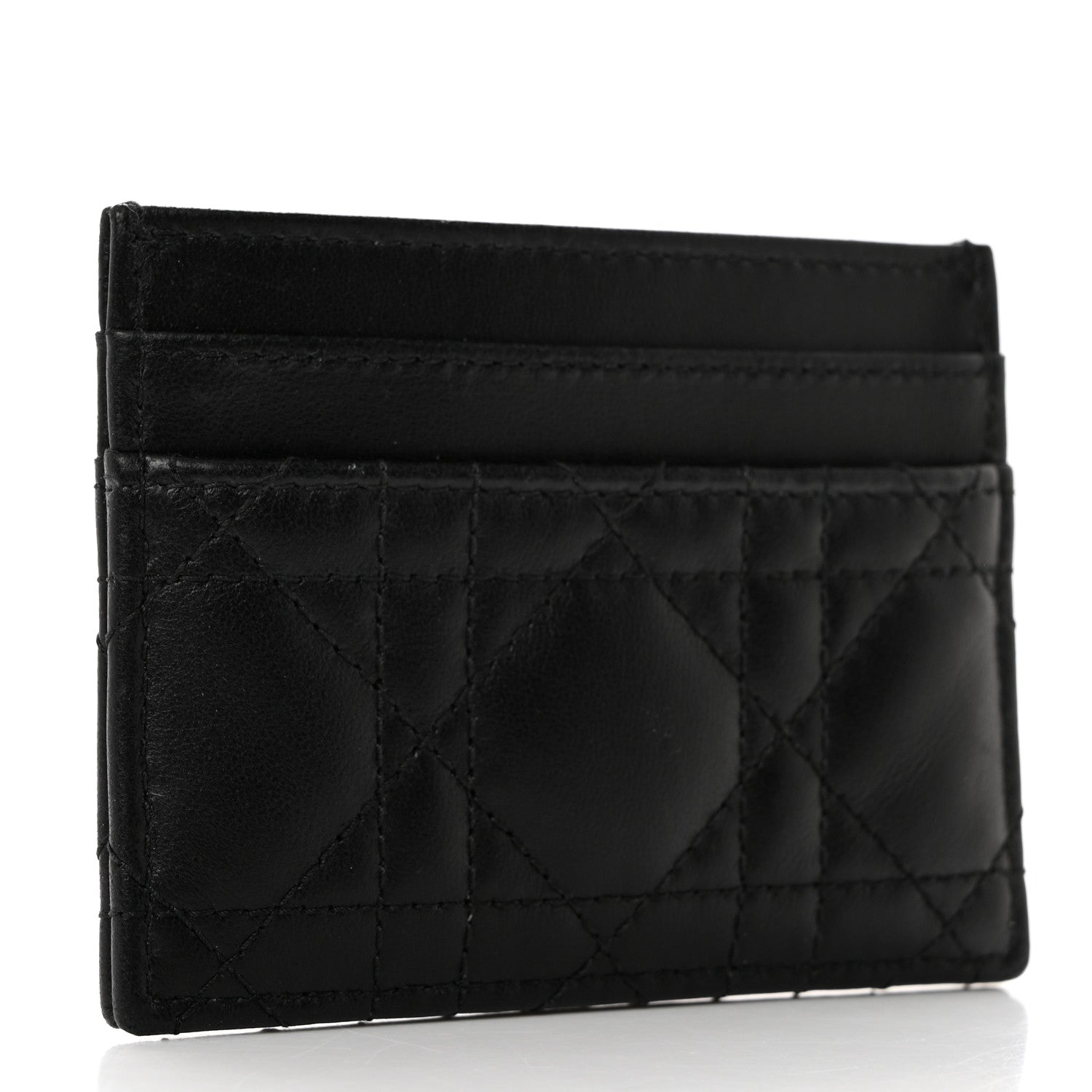 Christian Dior Lambskin Pearl Cannage Dior Jolie Freesia Card Holder Black 3 of 9