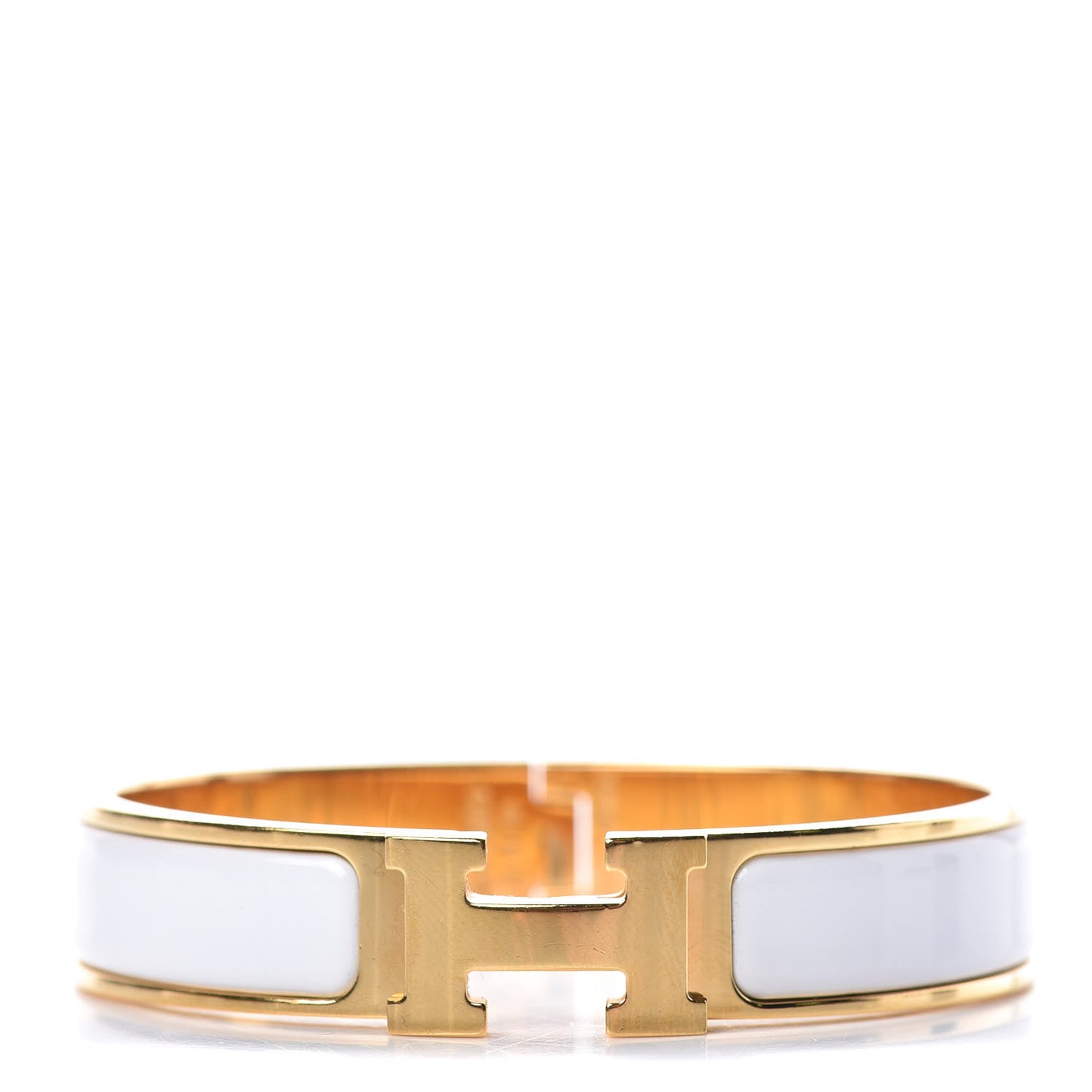Enamel Narrow Clic Clac H Bracelet PM White