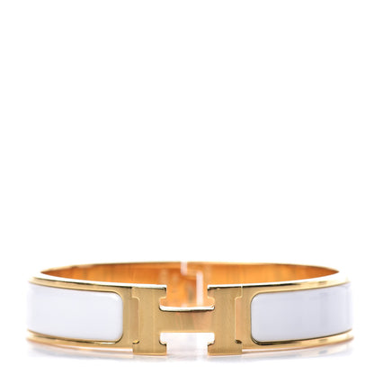 Hermes Enamel Narrow Clic Clac H Bracelet PM White 1 of 3