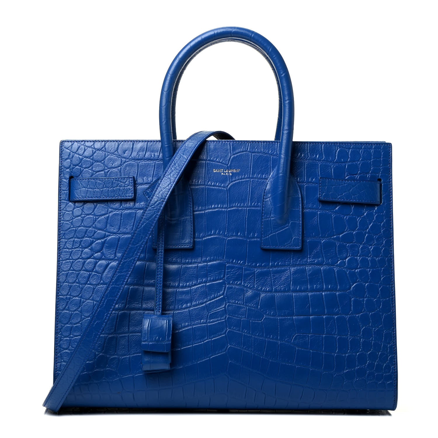 Saint Laurent Calfskin Crocodile Embossed Small Sac De Jour Royal Blue 1 of 4