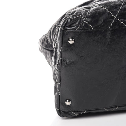 Chanel Glazed Goatskin Double Contrast Stitch Tote Black 10 of 18