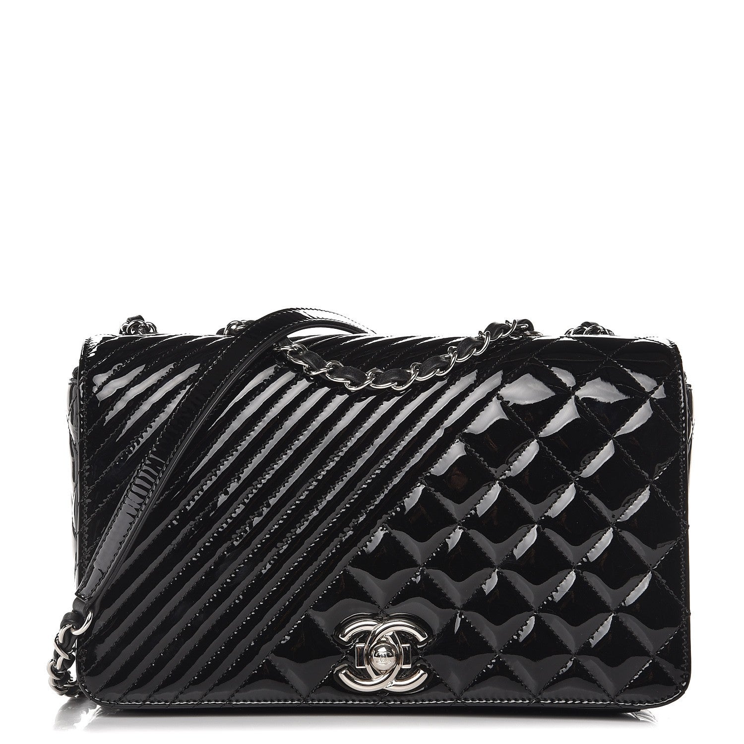 Chanel Patent Quilted Medium Coco Boy Flap Black 1 of 9