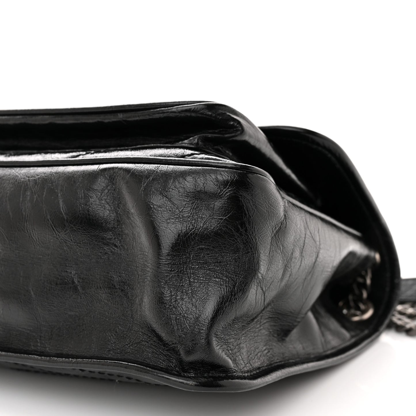 SAINT LAURENT Crinkled Calfskin Matelasse Monogram Medium Niki Chain Satchel Black