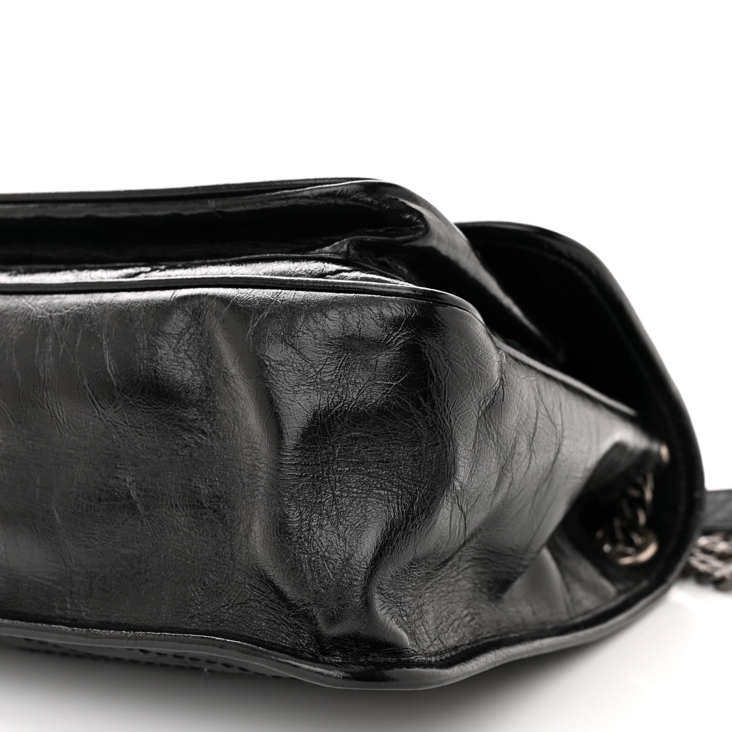 Saint Laurent SAINT LAURENT Crinkled Calfskin Matelasse Monogram Medium Niki Chain Satchel Black 9 of 9