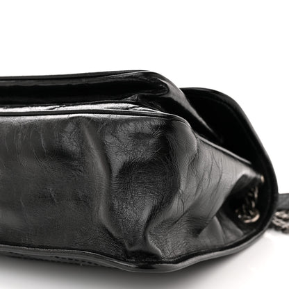 Saint Laurent SAINT LAURENT Crinkled Calfskin Matelasse Monogram Medium Niki Chain Satchel Black 9 of 9
