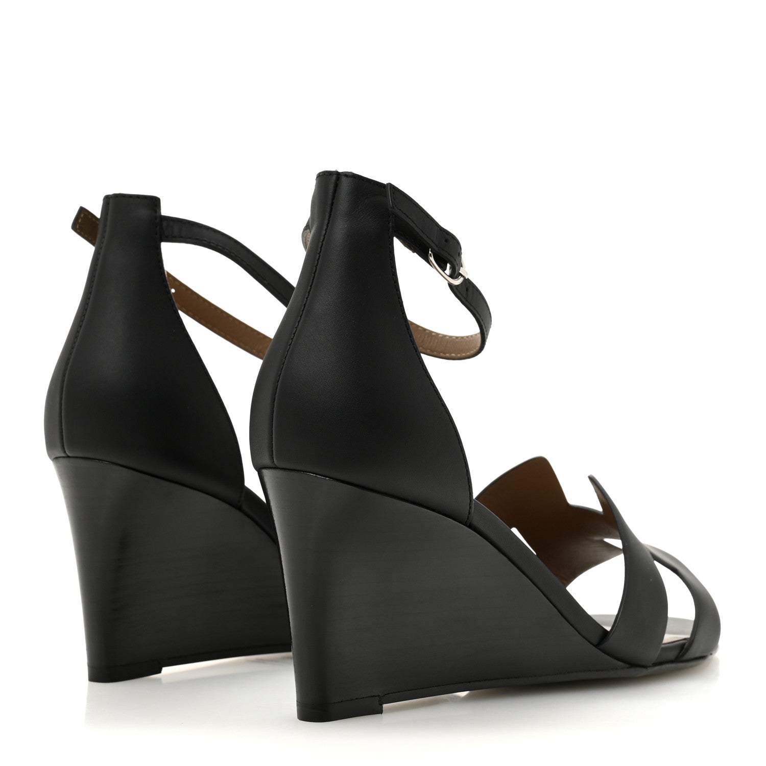 Hermes Calfskin Legend Wedge Sandals 38.5 Black 5 of 10
