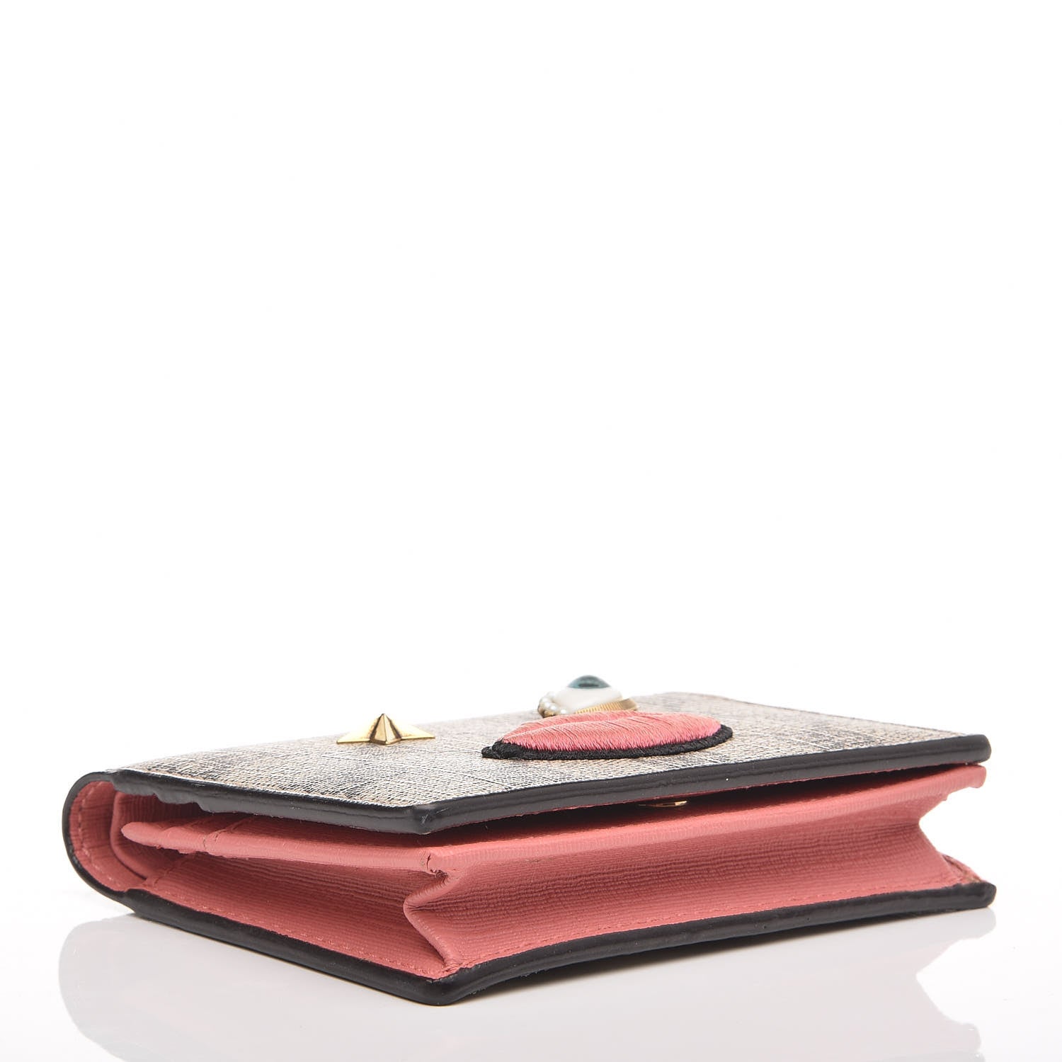 Gucci GG Supreme Monogram Face Embroidered Card Case Wallet Pink 4 of 8