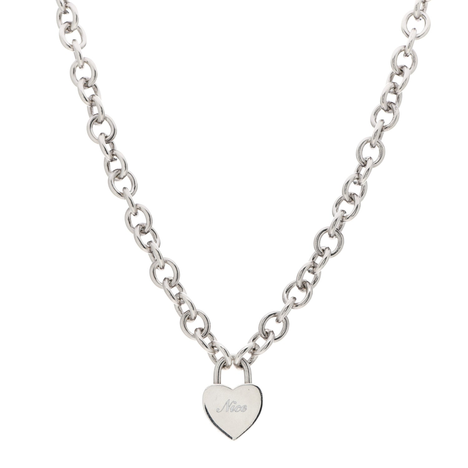 Tiffany Sterling Silver Heart Naughty & Nice Heart Lock Pendant Necklace 2 of 7