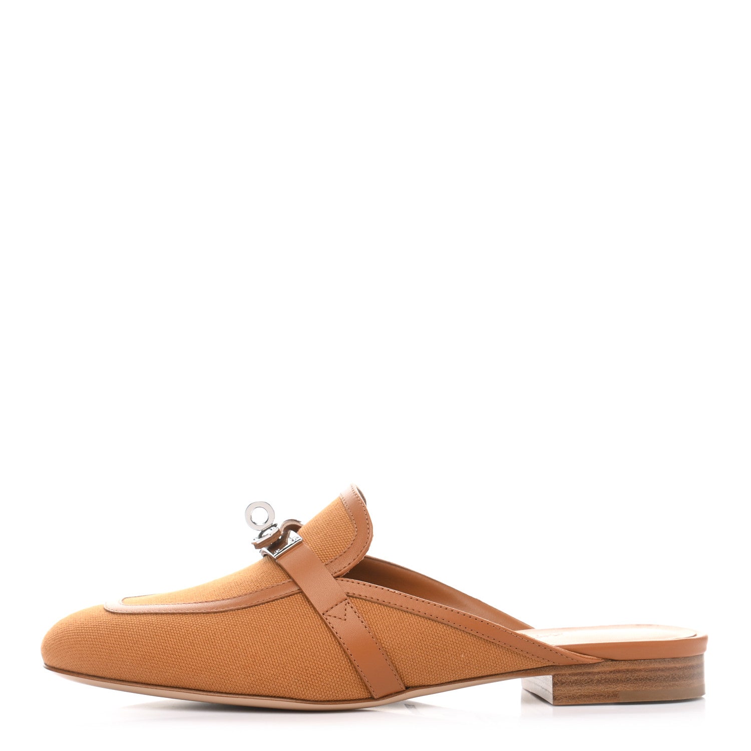 Hermes Cotton Canvas Calfskin Oz Mules 37 Naturel Beige Dore 1 of 8