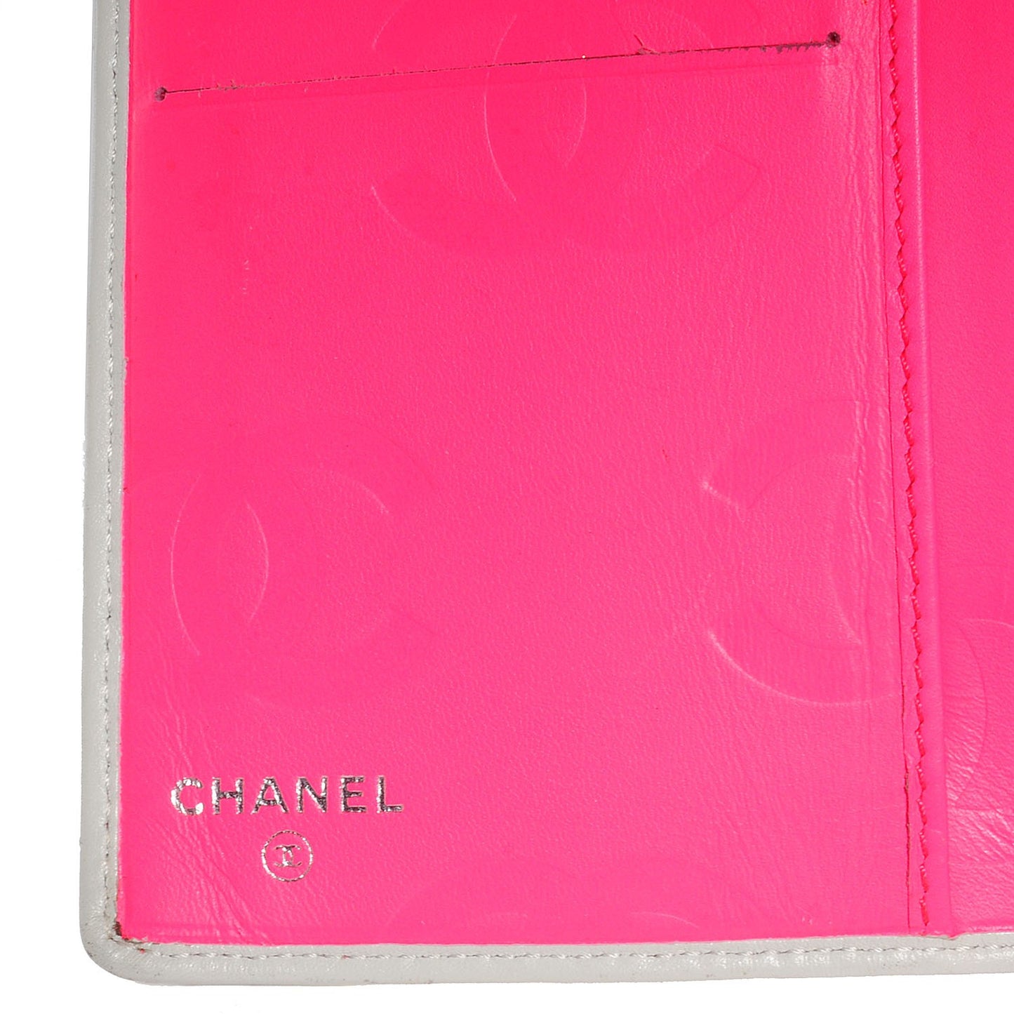 Calfskin Quilted Cambon Yen Wallet White