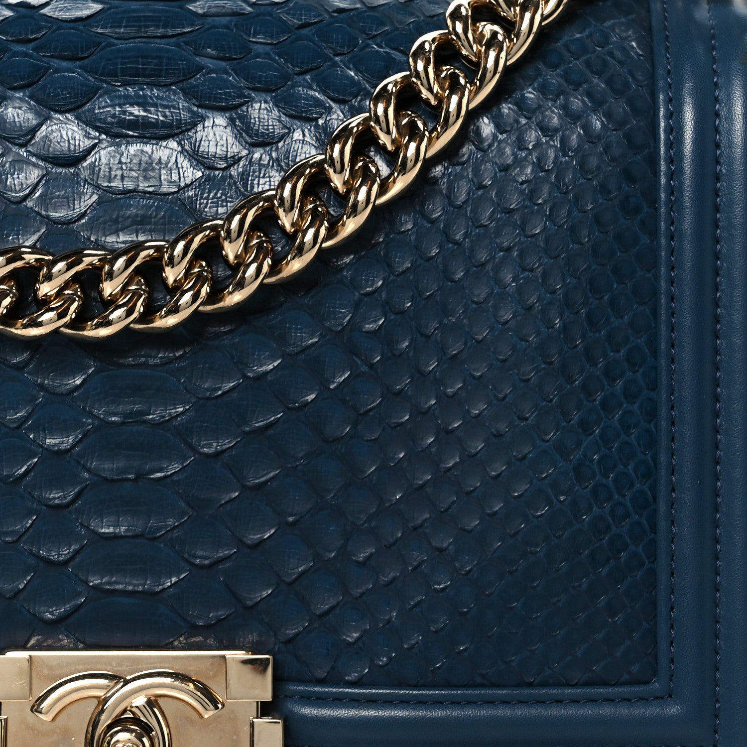 Chanel Snakeskin Medium Boy Flap Blue 8 of 10
