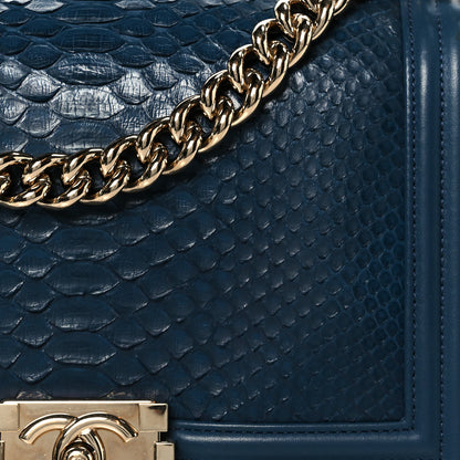 Chanel Snakeskin Medium Boy Flap Blue 8 of 10