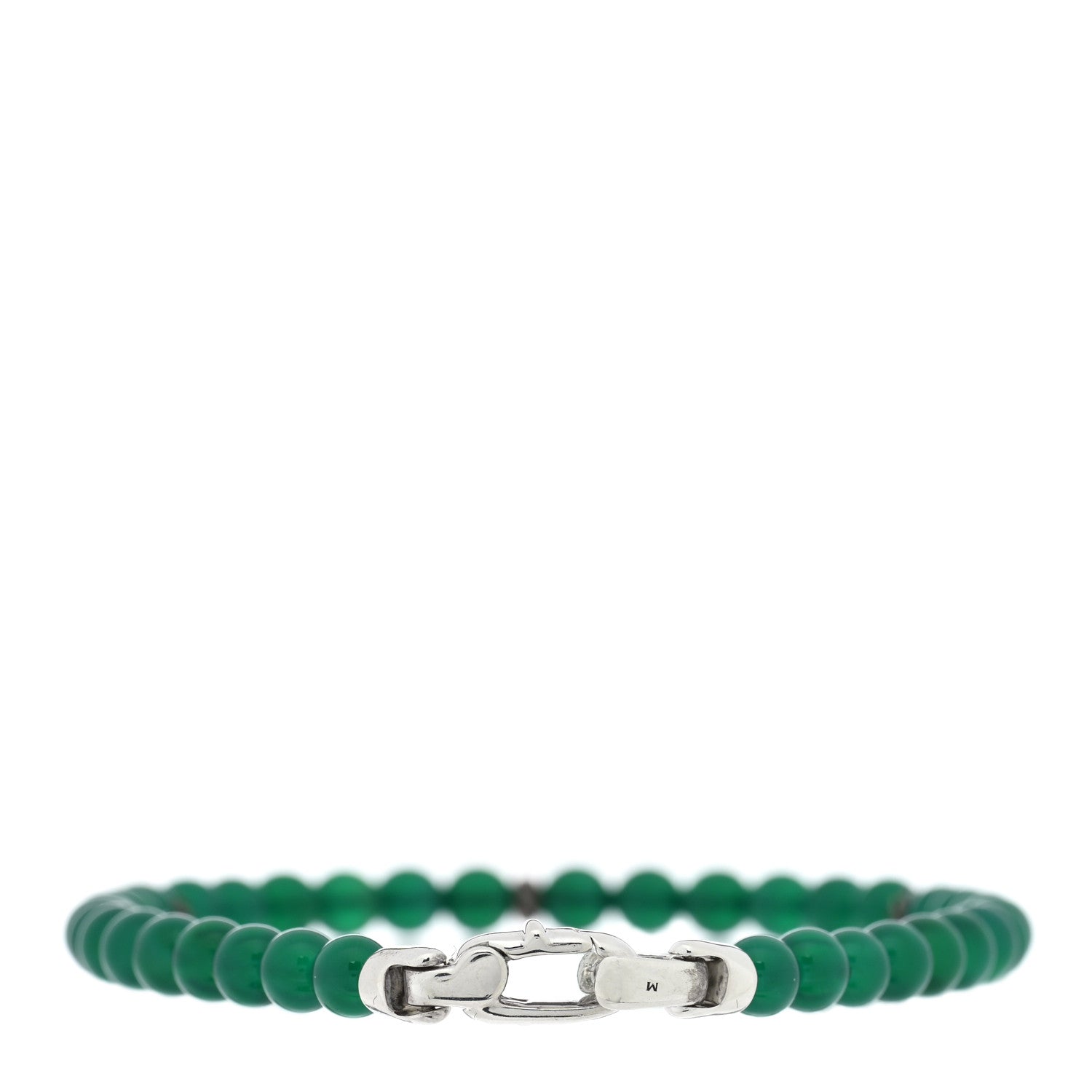 David Yurman Sterling SIlver 4mm Green Onyx Spiritual Beads Bracelet 2 of 3