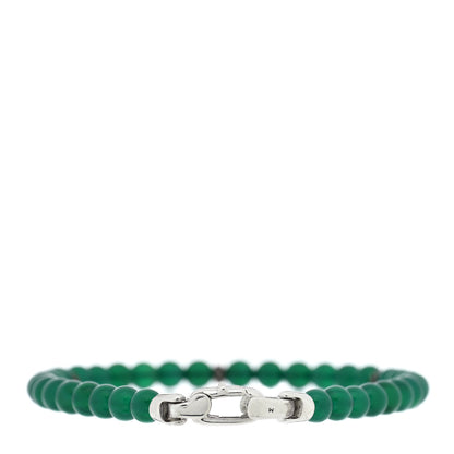 David Yurman Sterling SIlver 4mm Green Onyx Spiritual Beads Bracelet 2 of 3