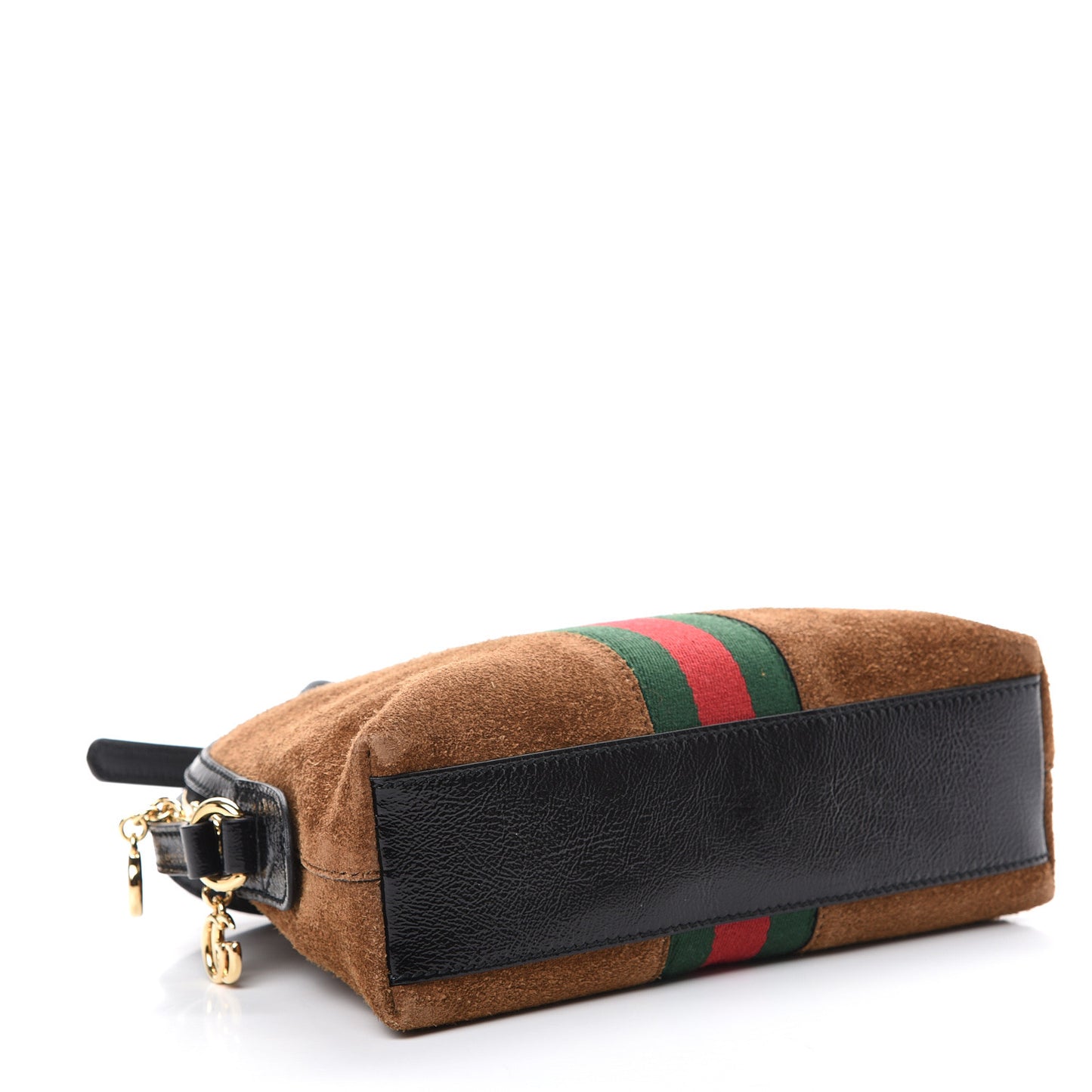 Suede Patent Web Small Ophidia Dome Shoulder Bag Nocciola Black
