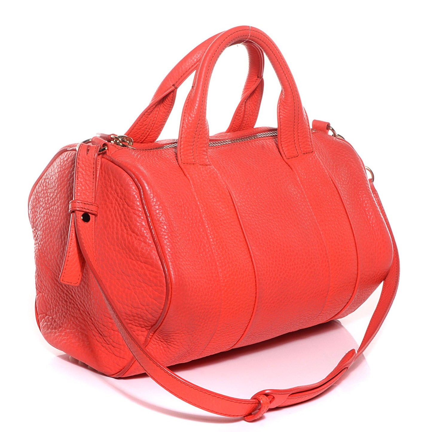 Pebbled Calfskin Rocco Tangerine with Pale Gold Hardware