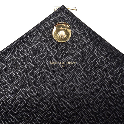 Saint Laurent Grain De Poudre Matelasse Chevron Large Monogram Satchel Black 6 of 9