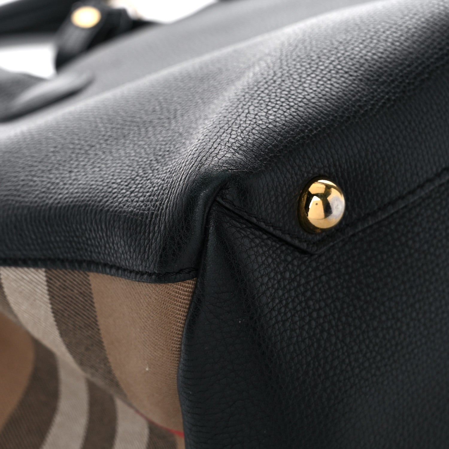 Burberry Grainy Calfskin House Check Large Banner Tote Black 20 of 22