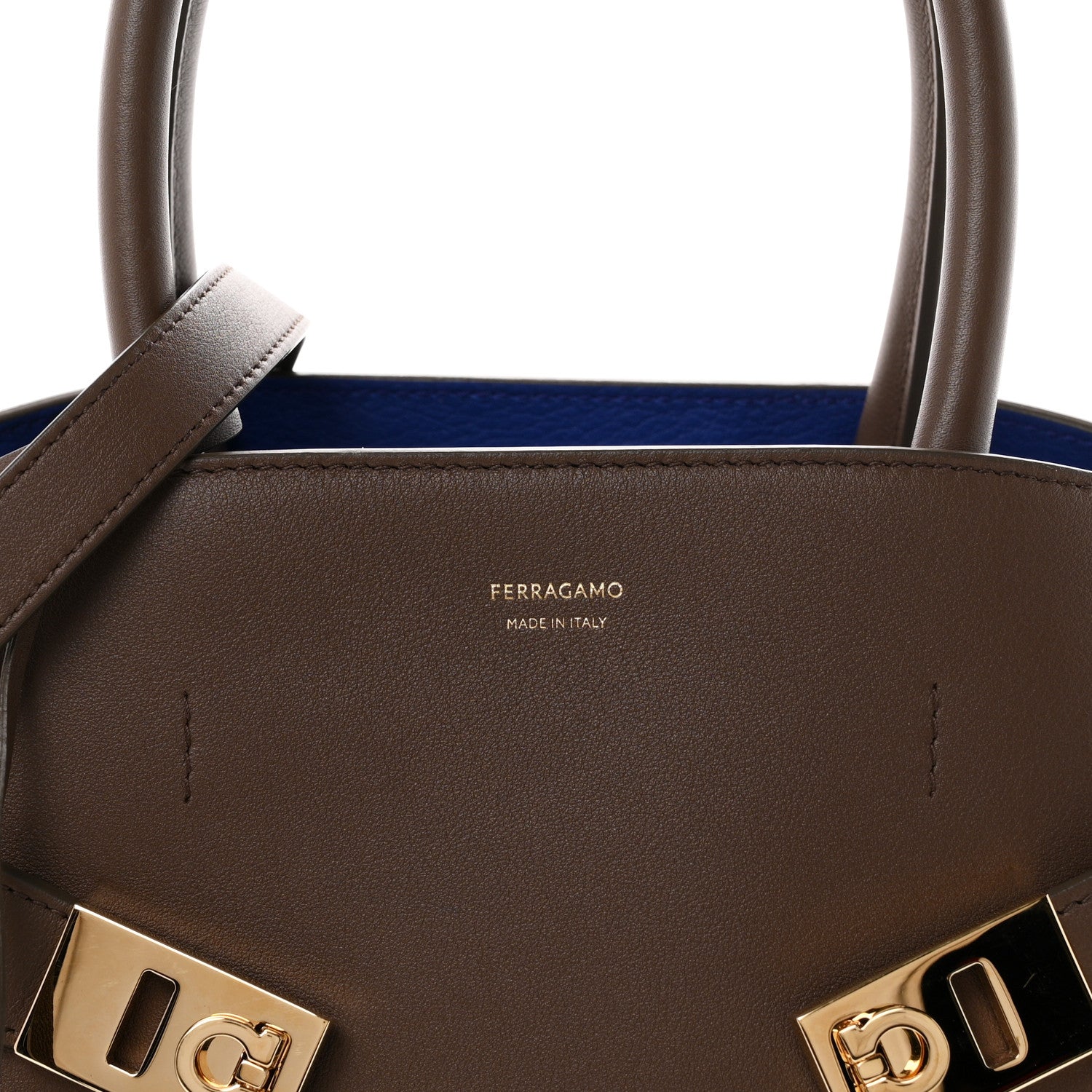 Salvatore Ferragamo Calfskin Medium Hug Bag Clay Lapis 7 of 10