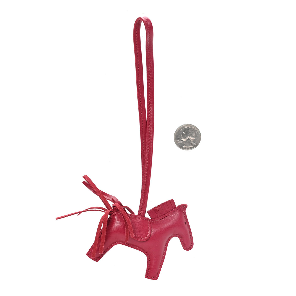 Hermes Milo Lambskin Grigri Rodeo Horse Bag Charm PM Rubis 2 of 4