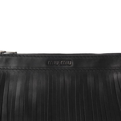 Miu Miu Calfskin Fringe Wrislet Pochette Black 11 of 11